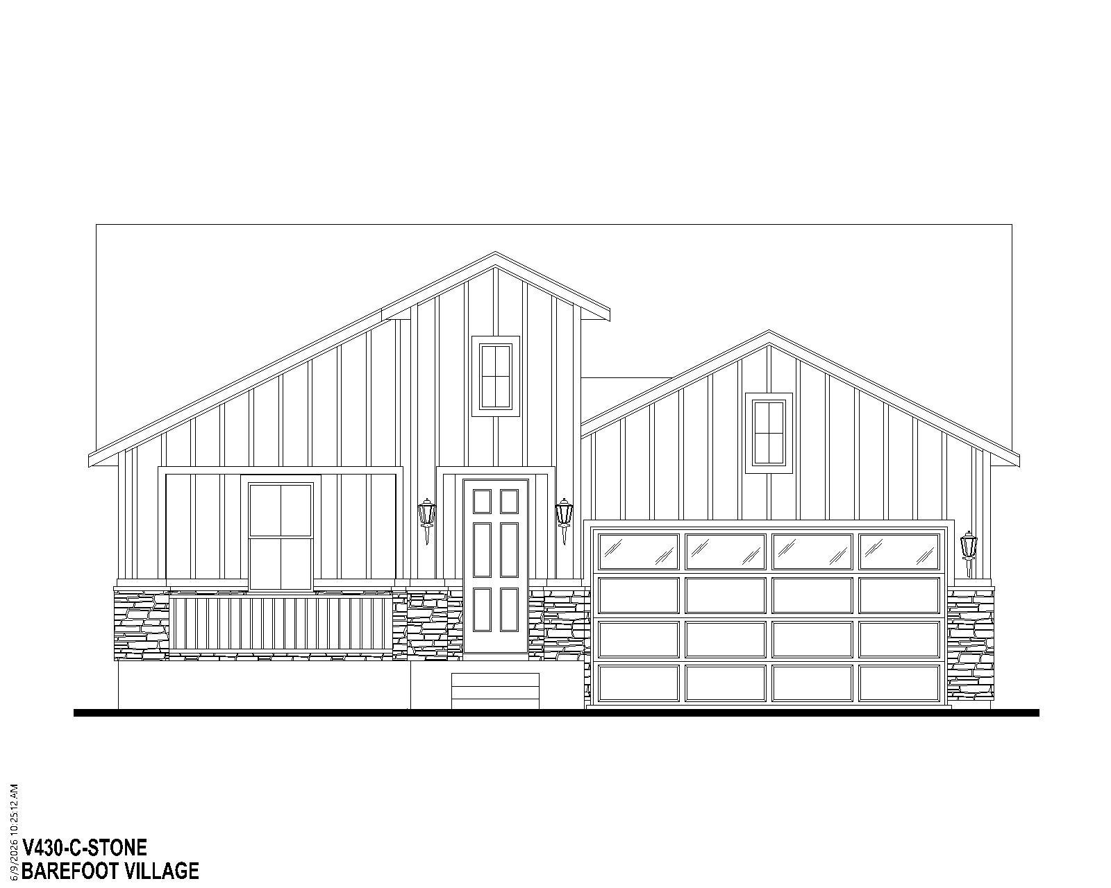 Plan V430 BV Elevation C w/ Stone