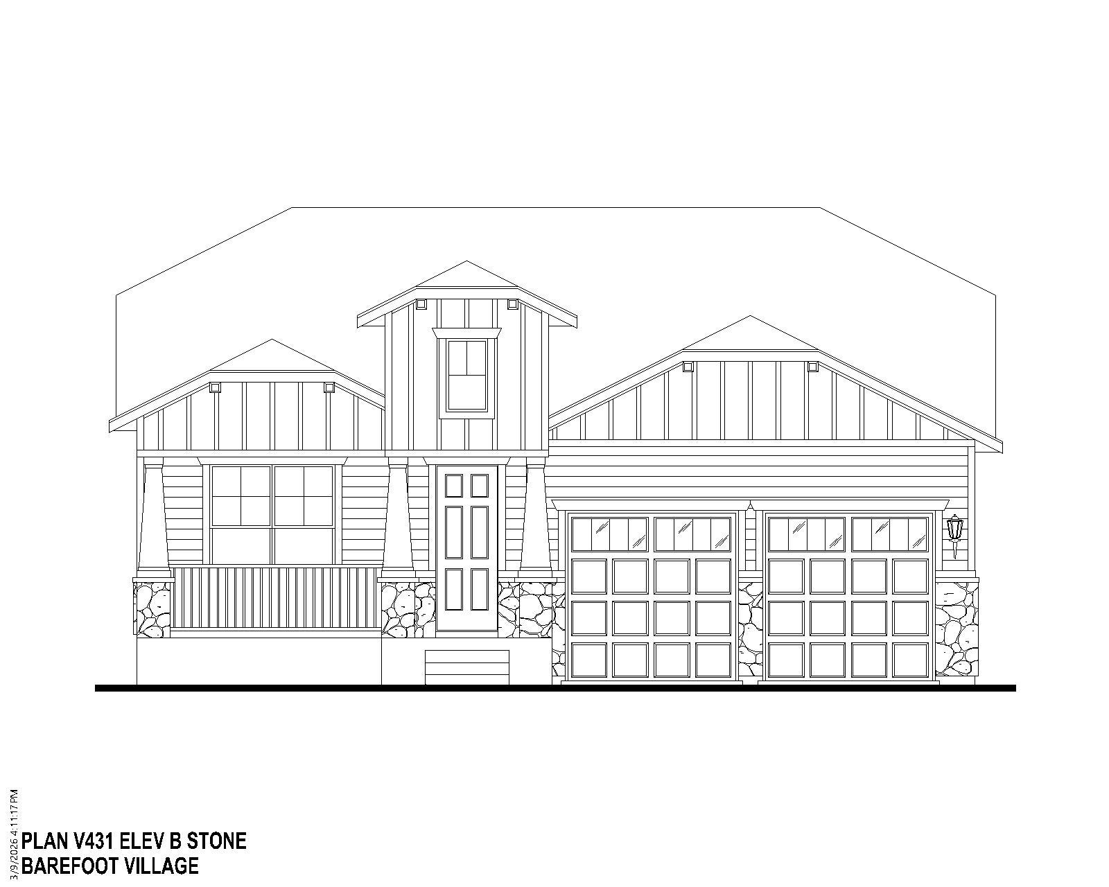 Plan V431 Elevation B w/ Stone