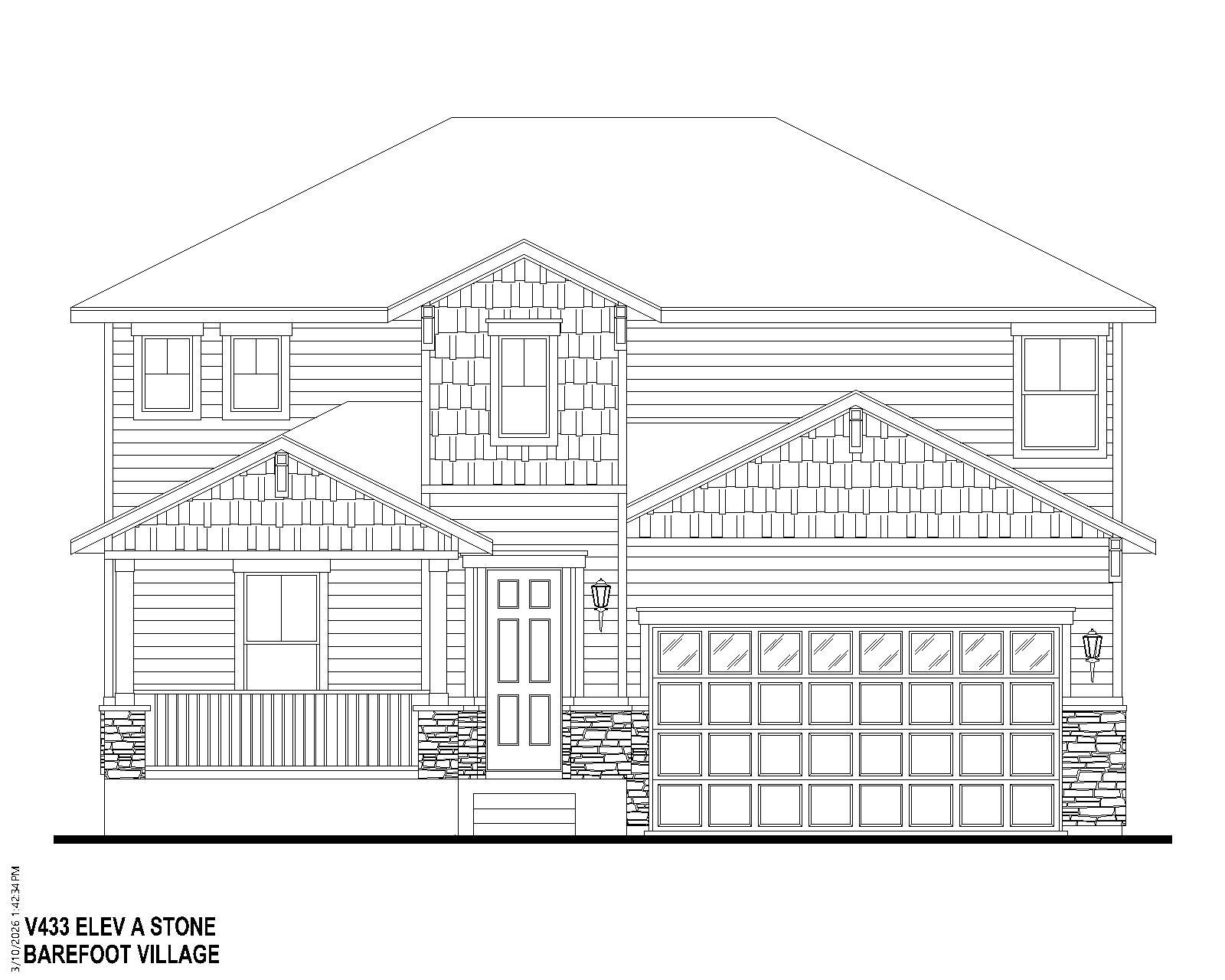 Plan V433 BV Elevation A w/ Stone