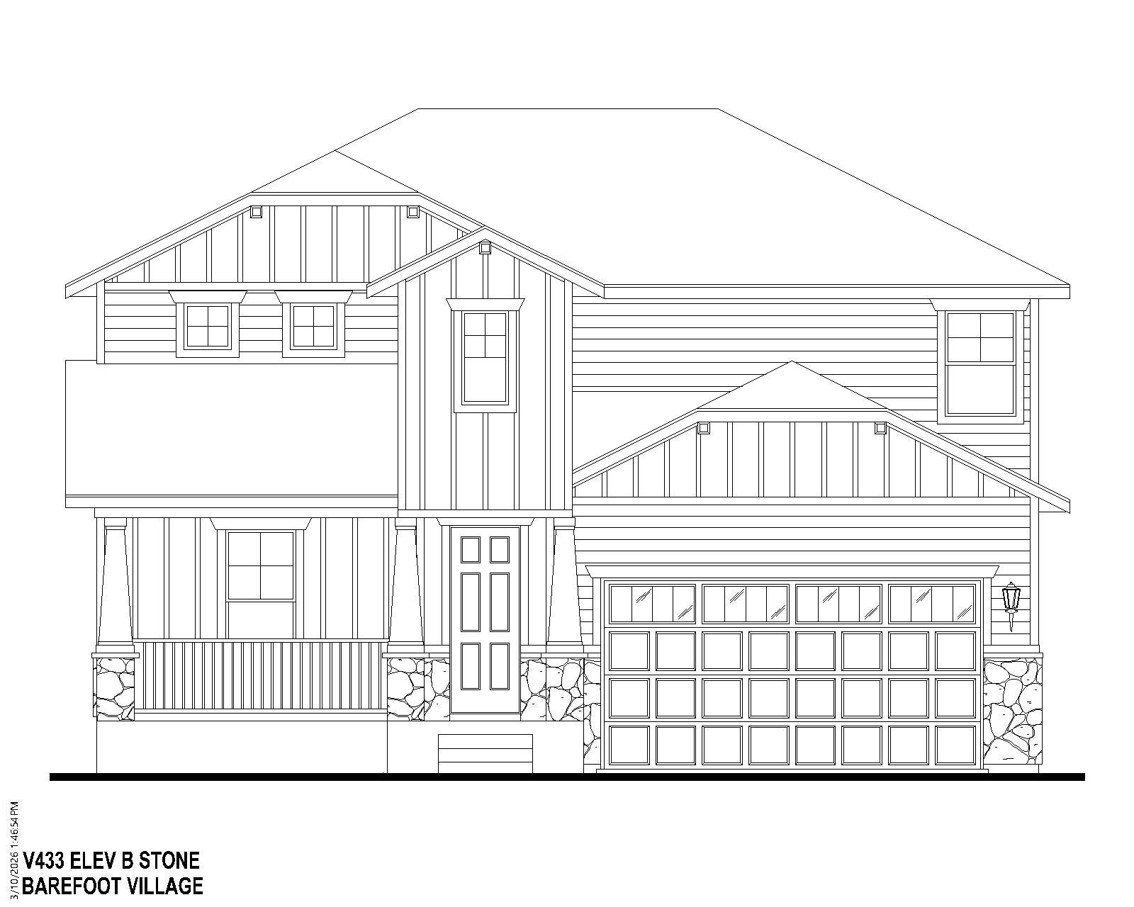 Plan V433 BV Elevation B w/ Stone