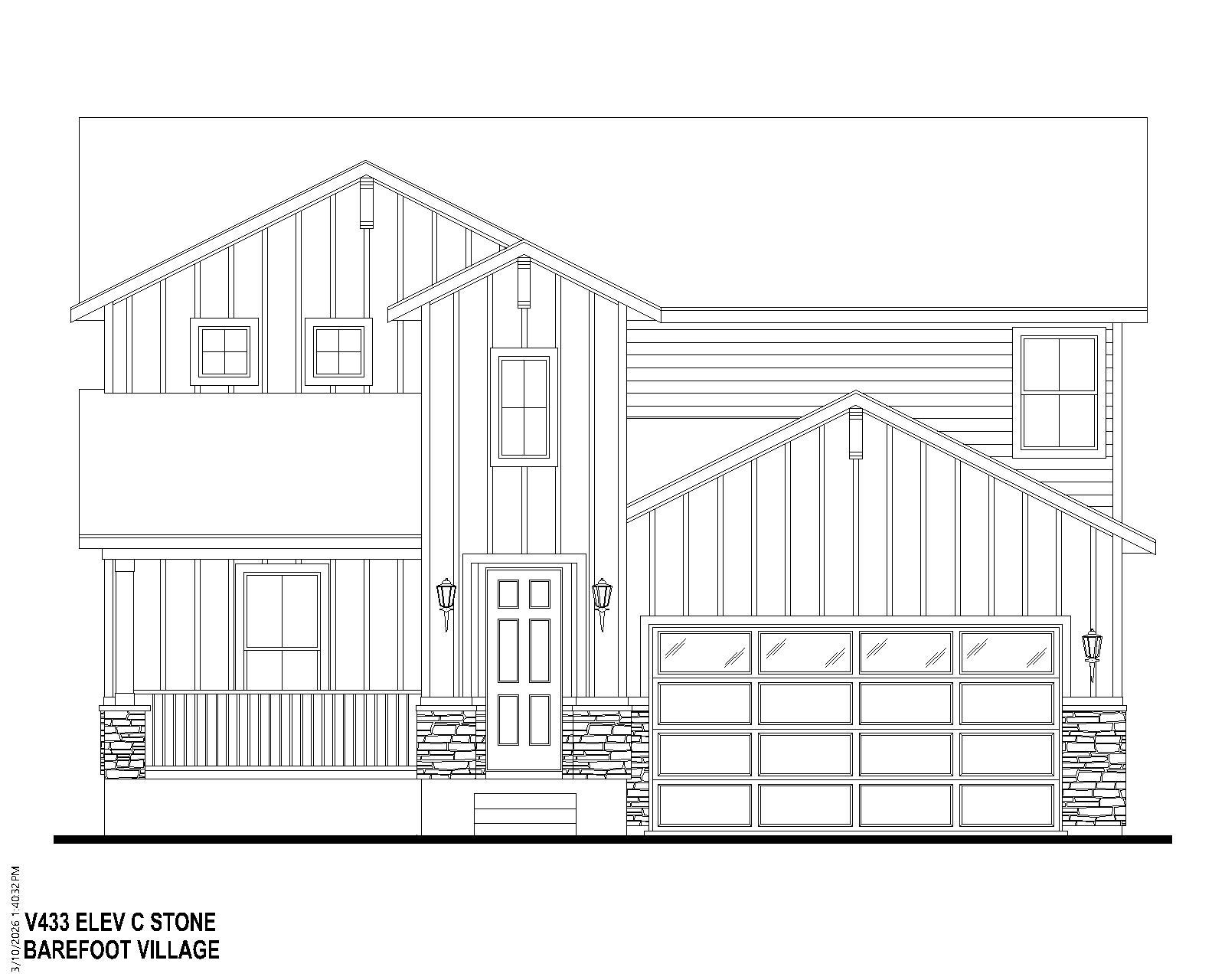 Plan V433 BV Elevation C w/ Stone