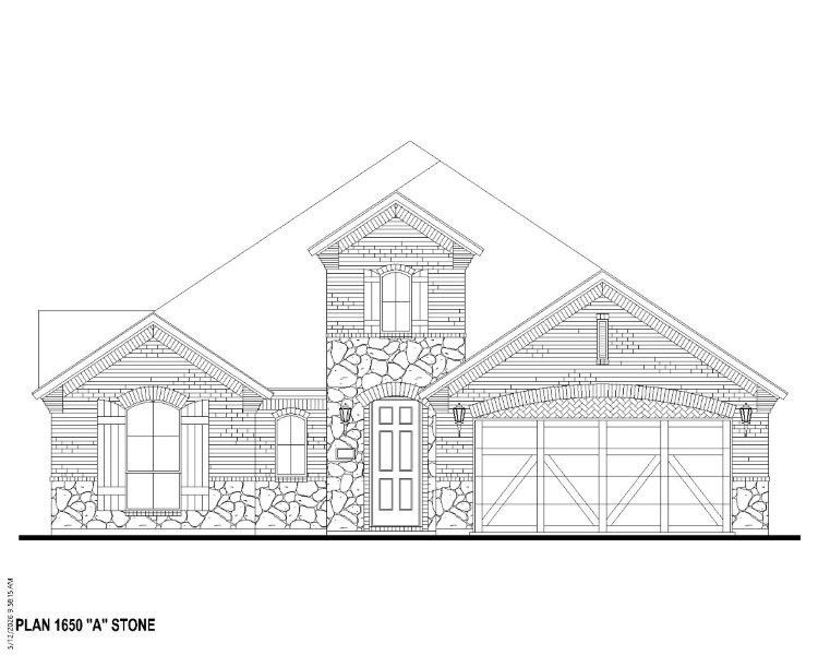 Plan 1650 Elevation A w/ Stone