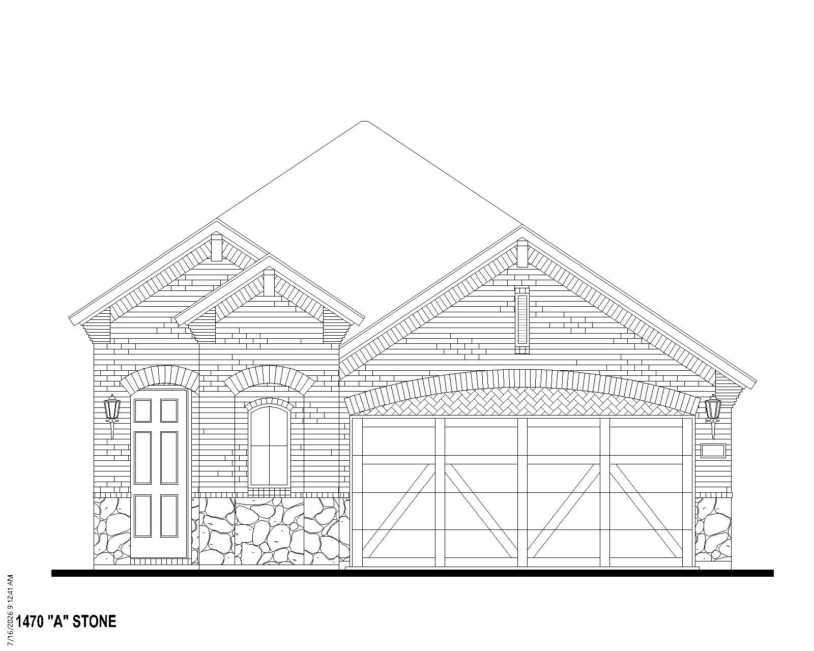 Plan 1470 Elevation A w/ Stone