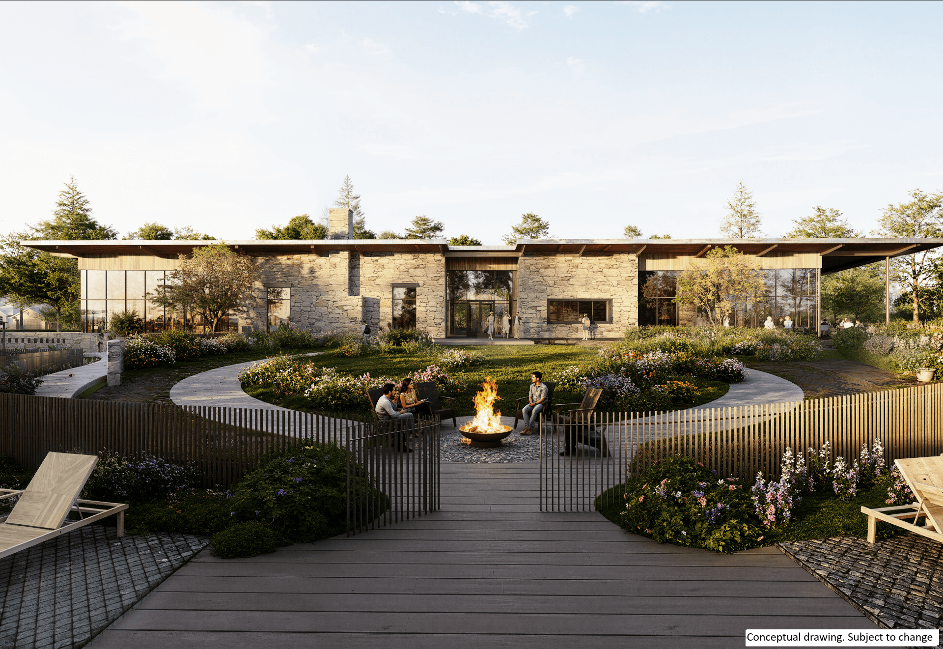Rendering of amenity center and open space in Ventana