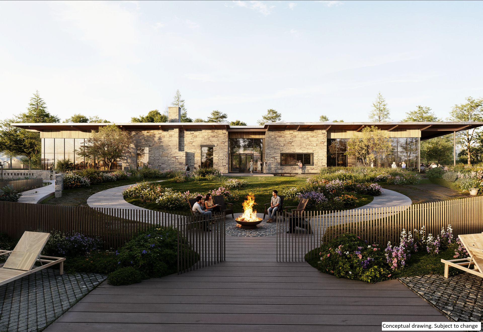 Rendering of amenity center and open space in Ventana