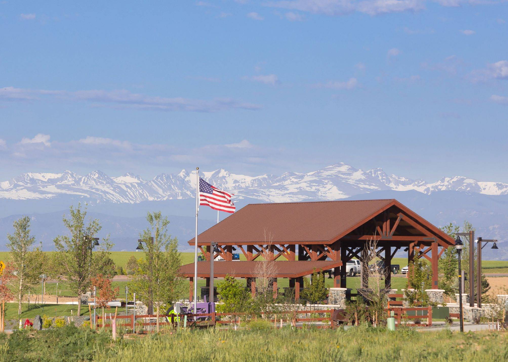 RainDance bridge with mountain views