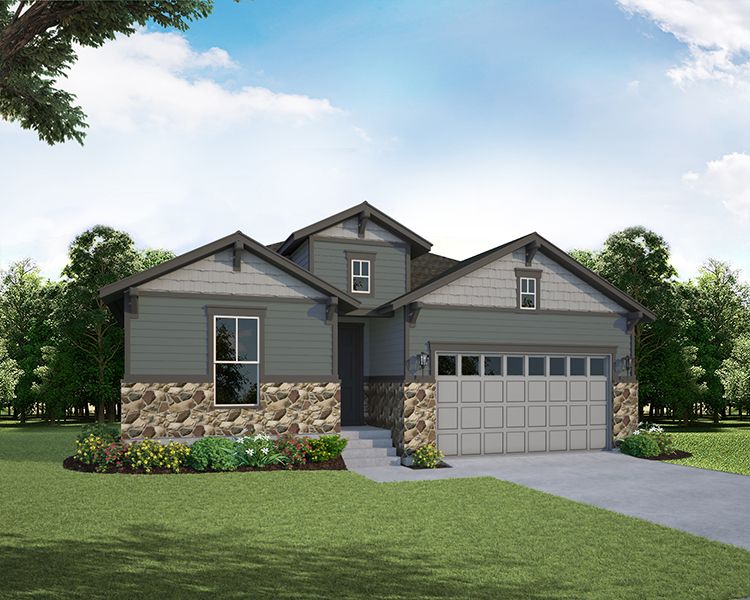 Plan C411 Elevation A with Stone