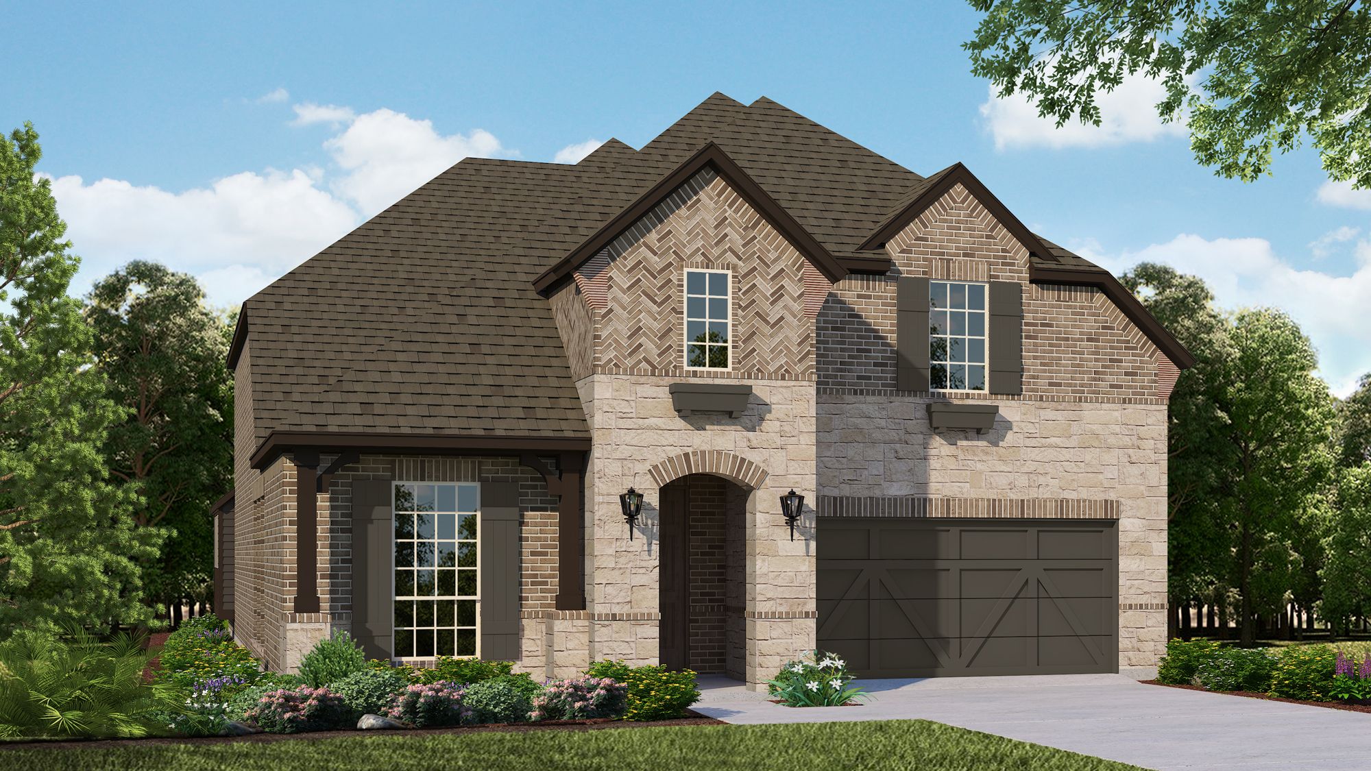 Plan 116 Elevation F with Stone