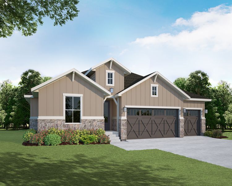 Plan C555 Elevation A w/ Stone