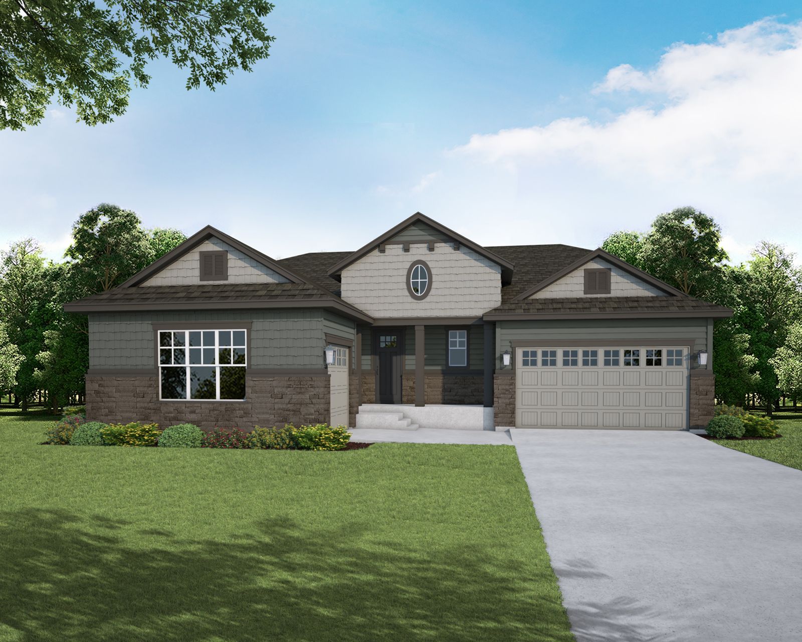 Plan C652 Elevation B w/ Stone