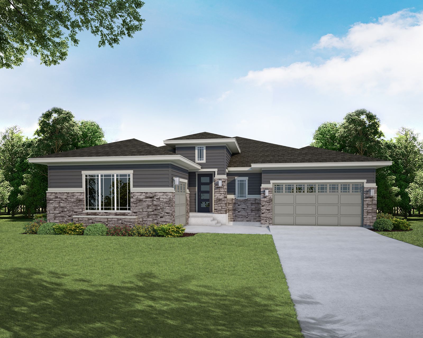 Plan C652 Elevation C w/ Stone