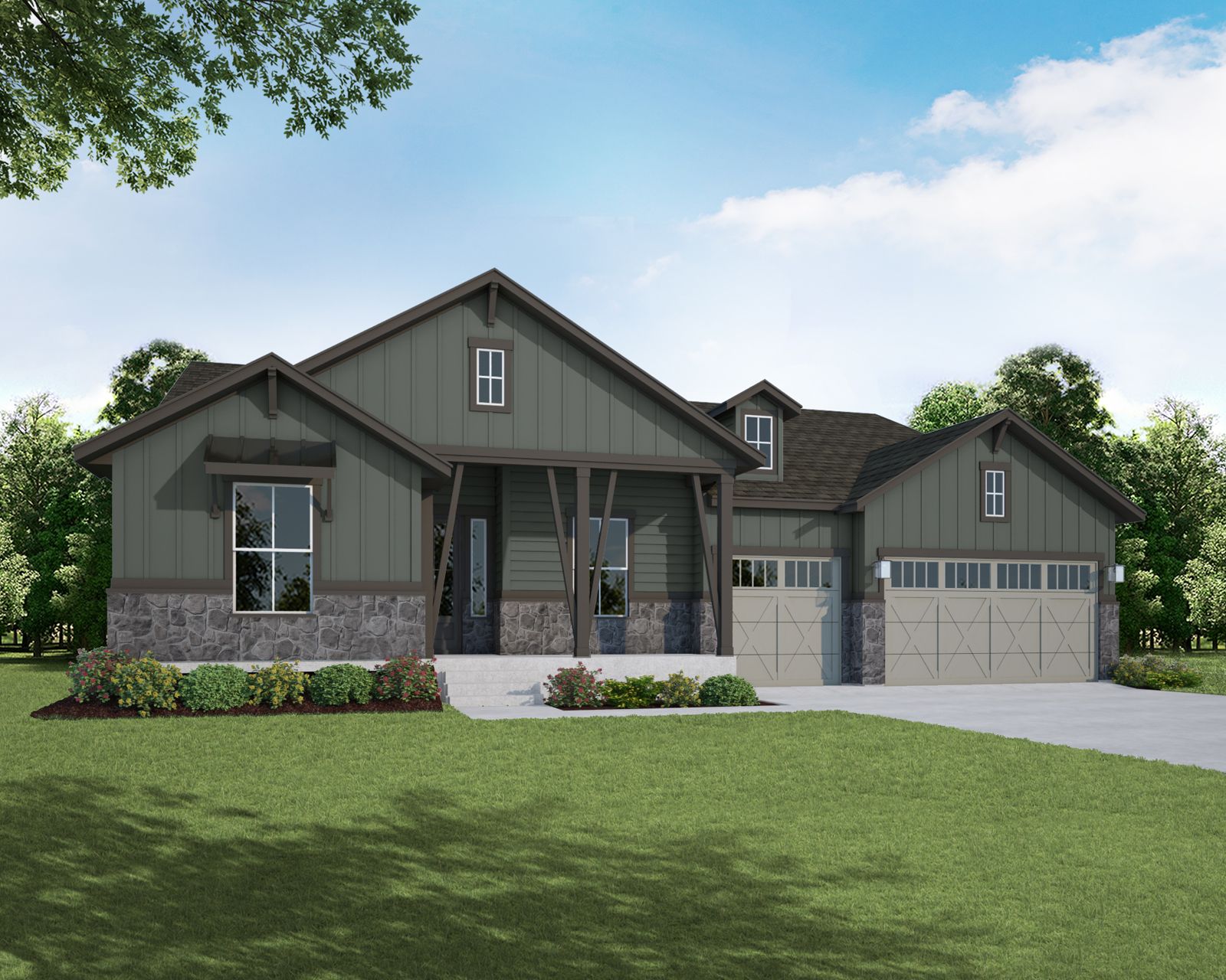 Plan C655 Elevation A w/ Stone