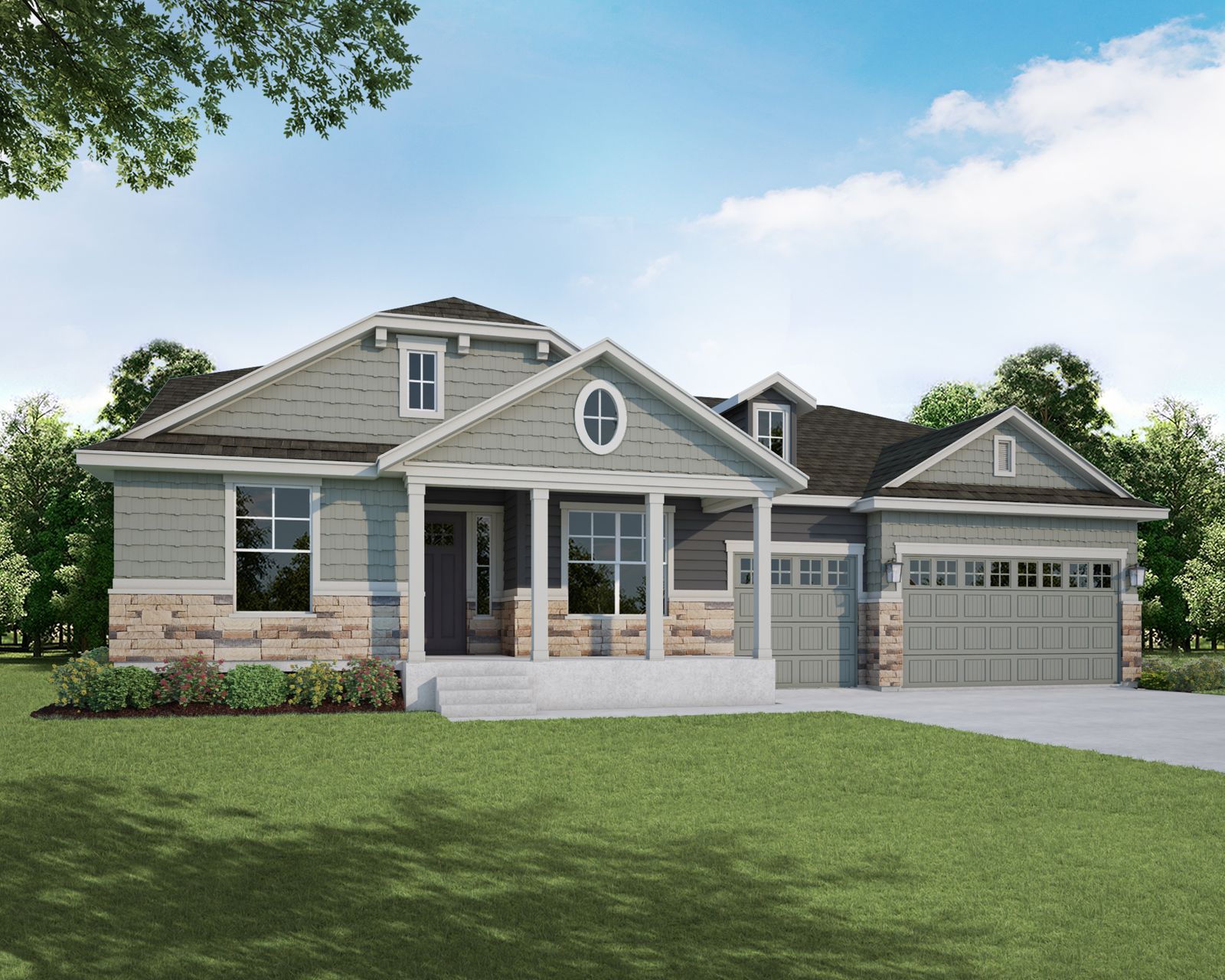 Plan C655 Elevation B w/ Stone