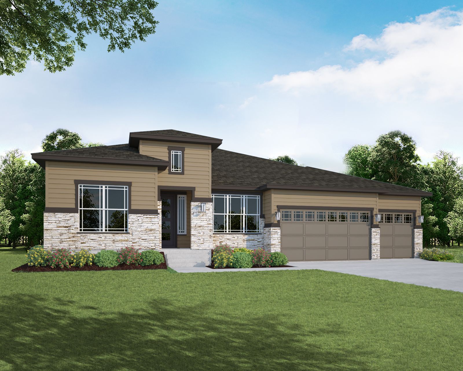Plan C655 Elevation C w/ Stone