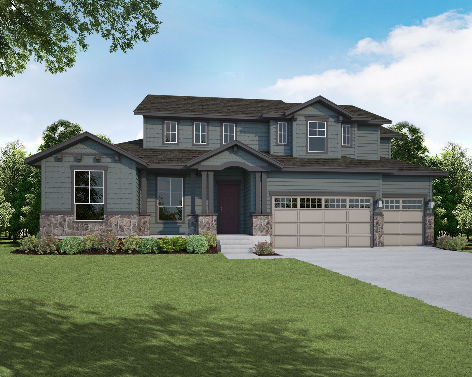 Plan C658 Elevation A w/ Stone