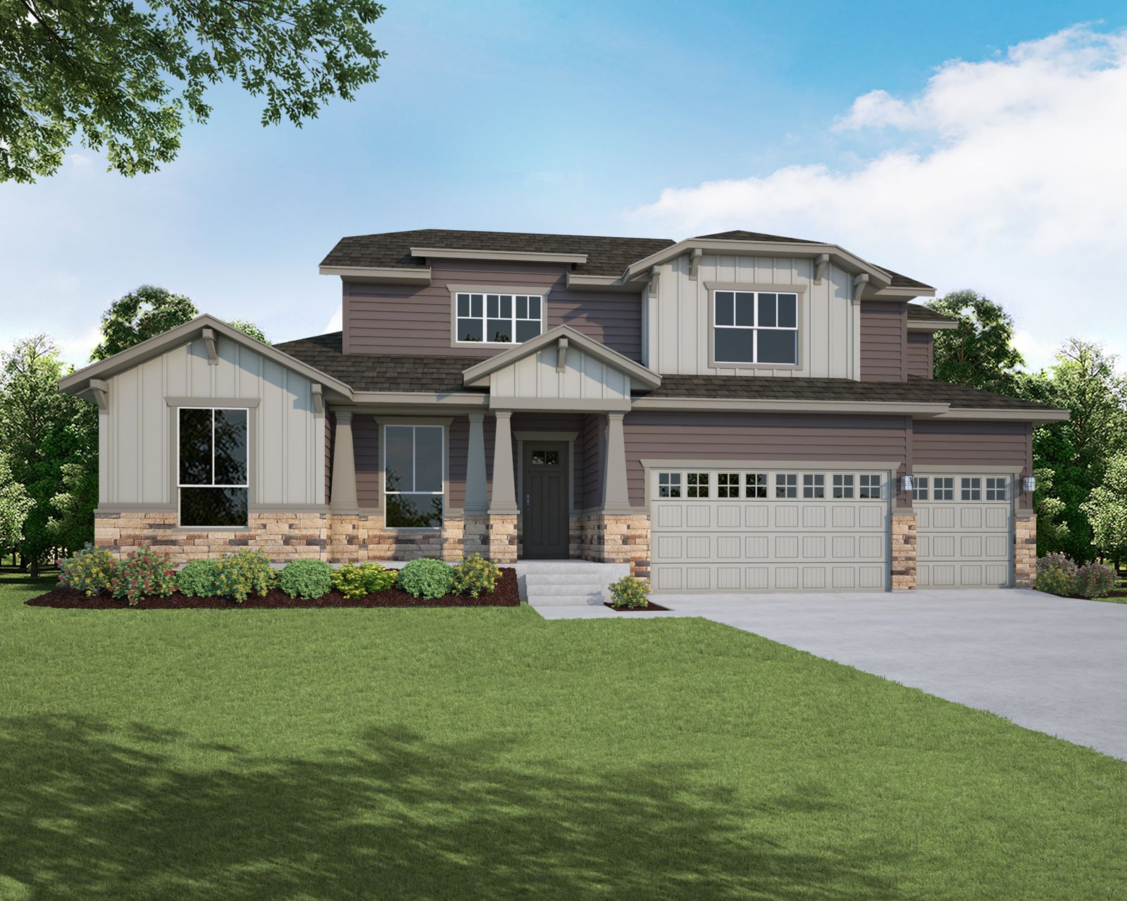 Plan C658 Elevation B w/ Stone