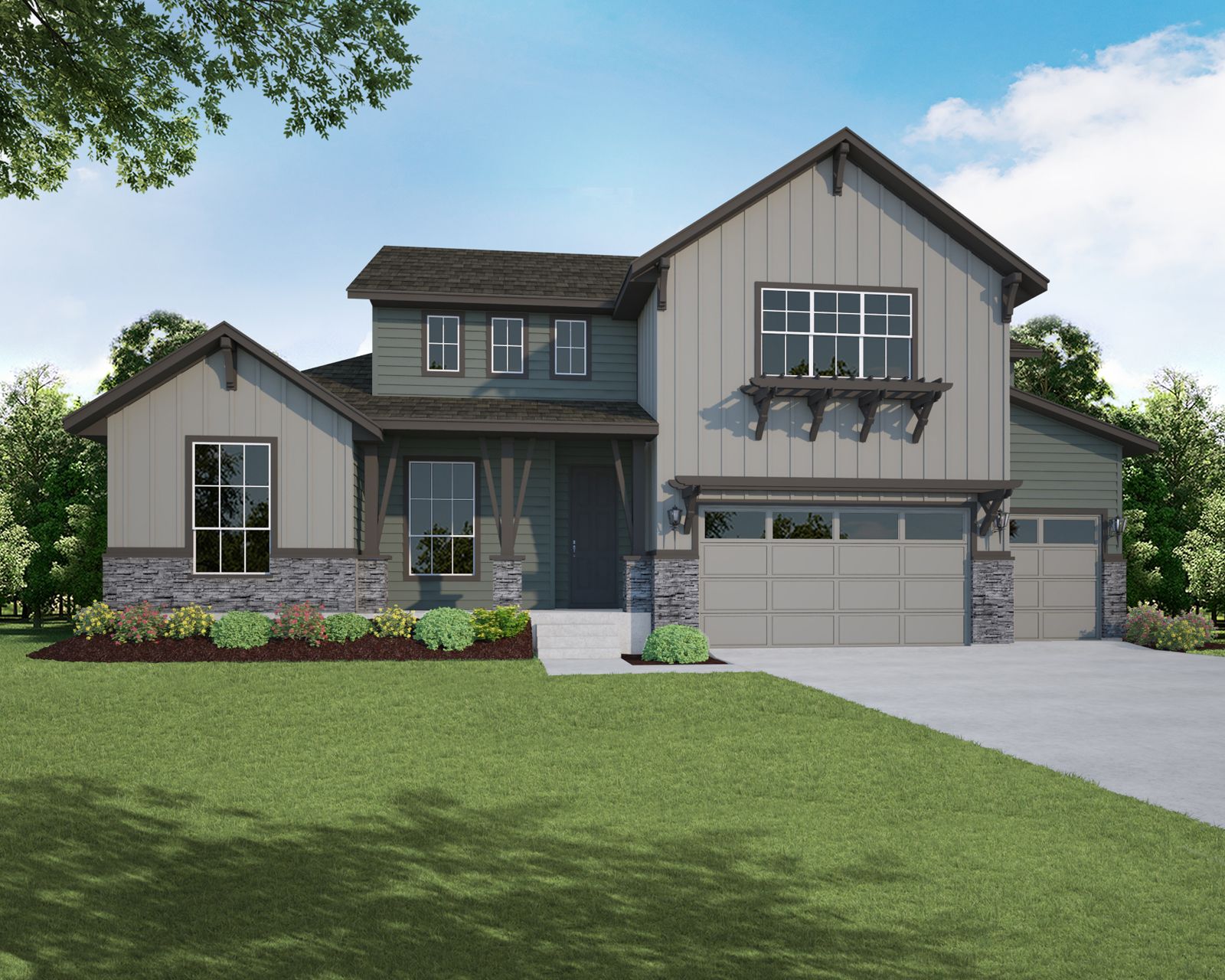 Plan C658 Elevation C w/ Stone