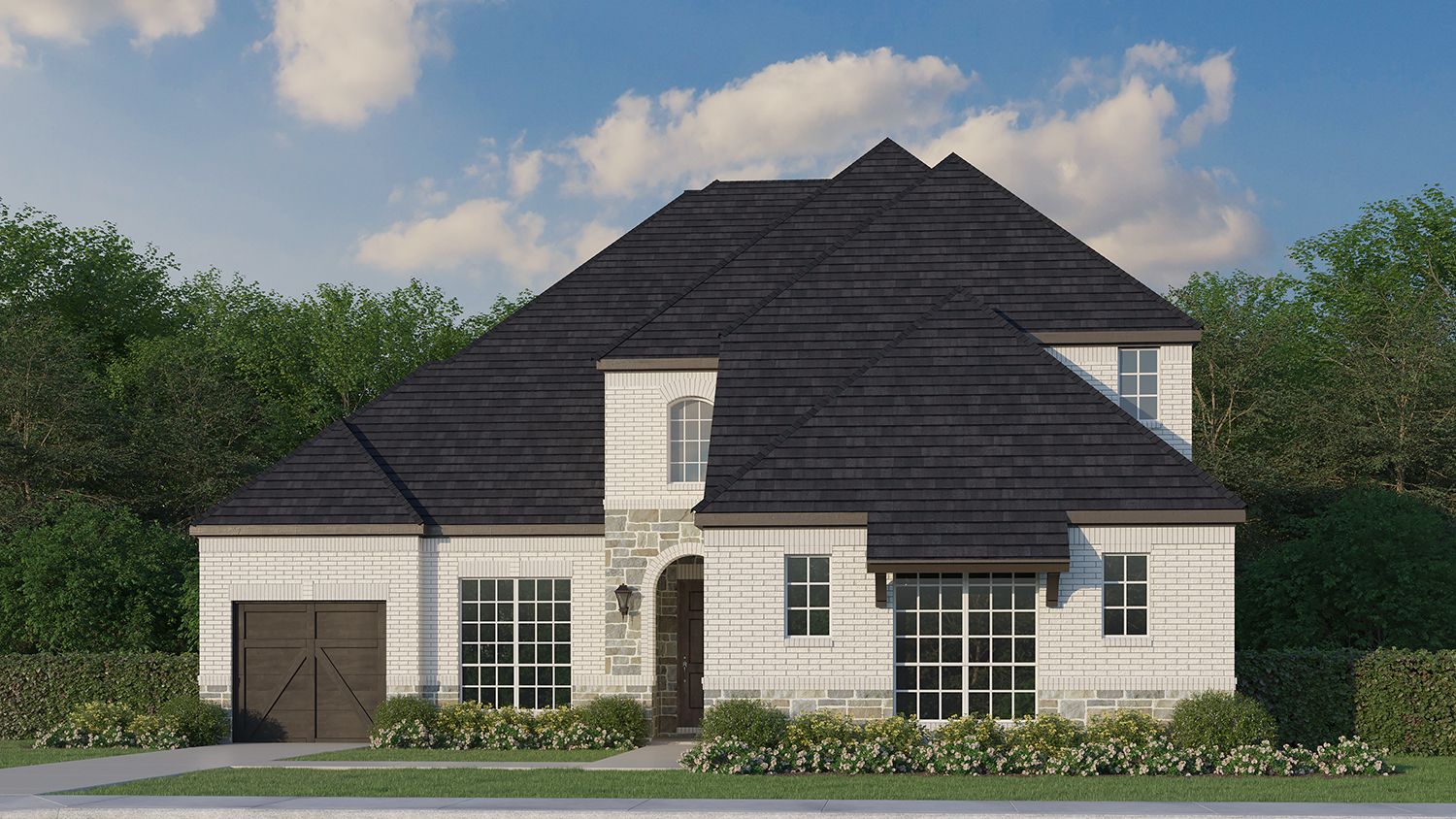 Plan 634 Elevation A with Stone