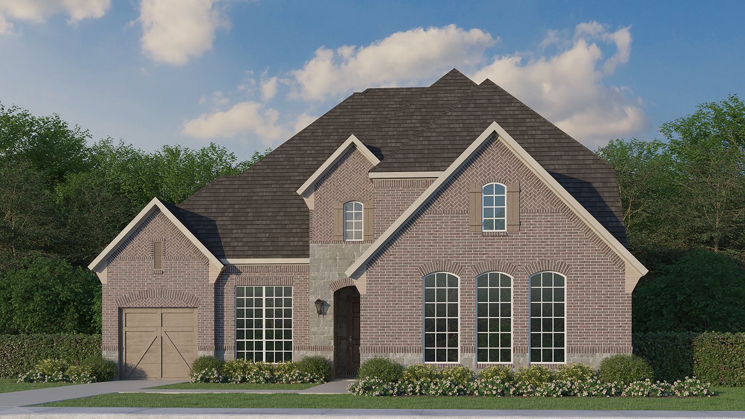 Plan 634 Elevation B with Stone