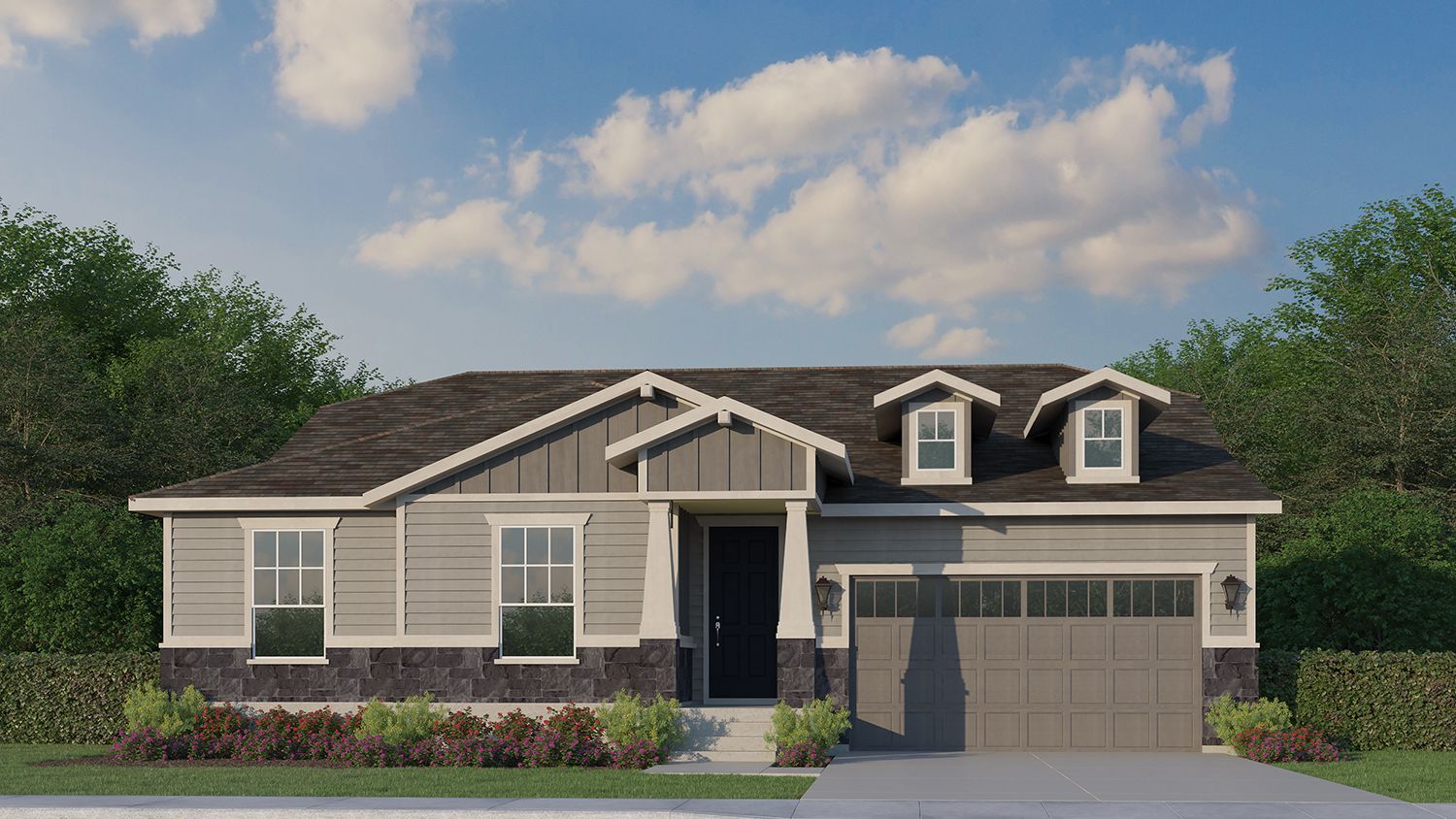 Plan C502 Elevation B with Stone