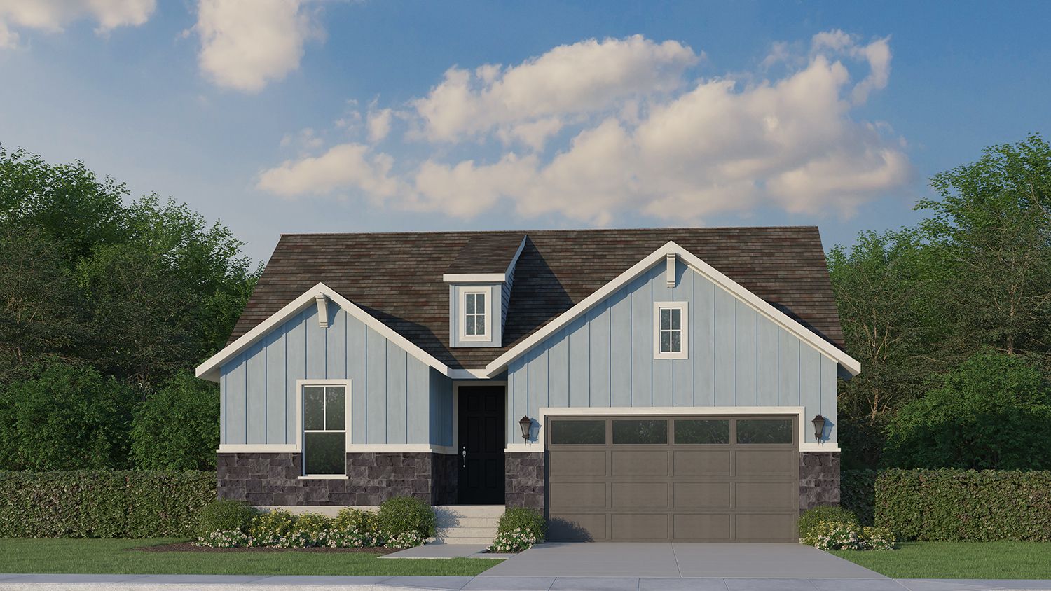 Plan C410 Elevation C with Manufactured Stone