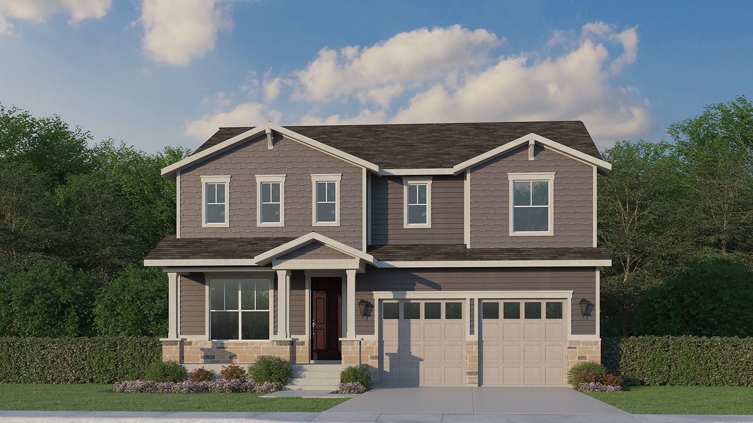Plan C405 Elevation A with Stone