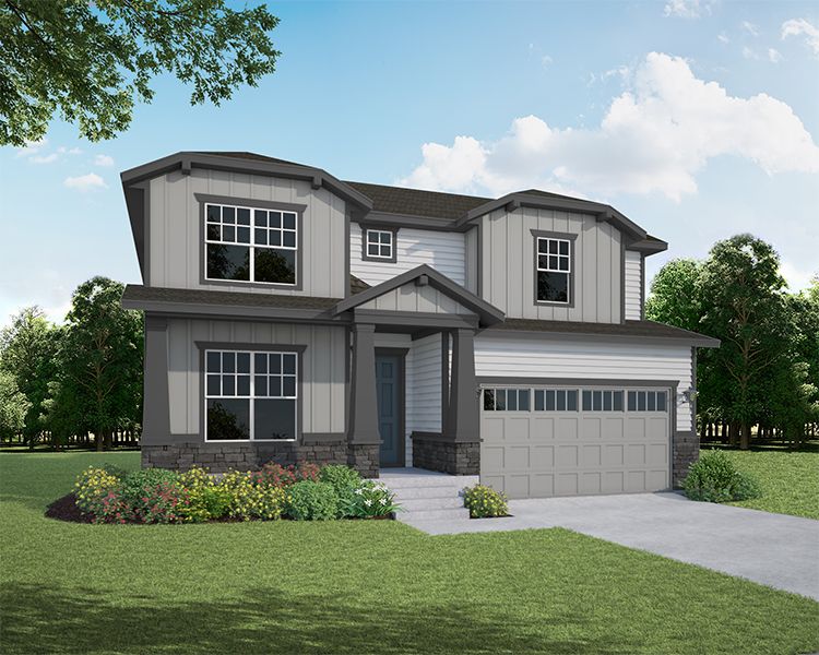 Plan C412 Elevation B with Stone