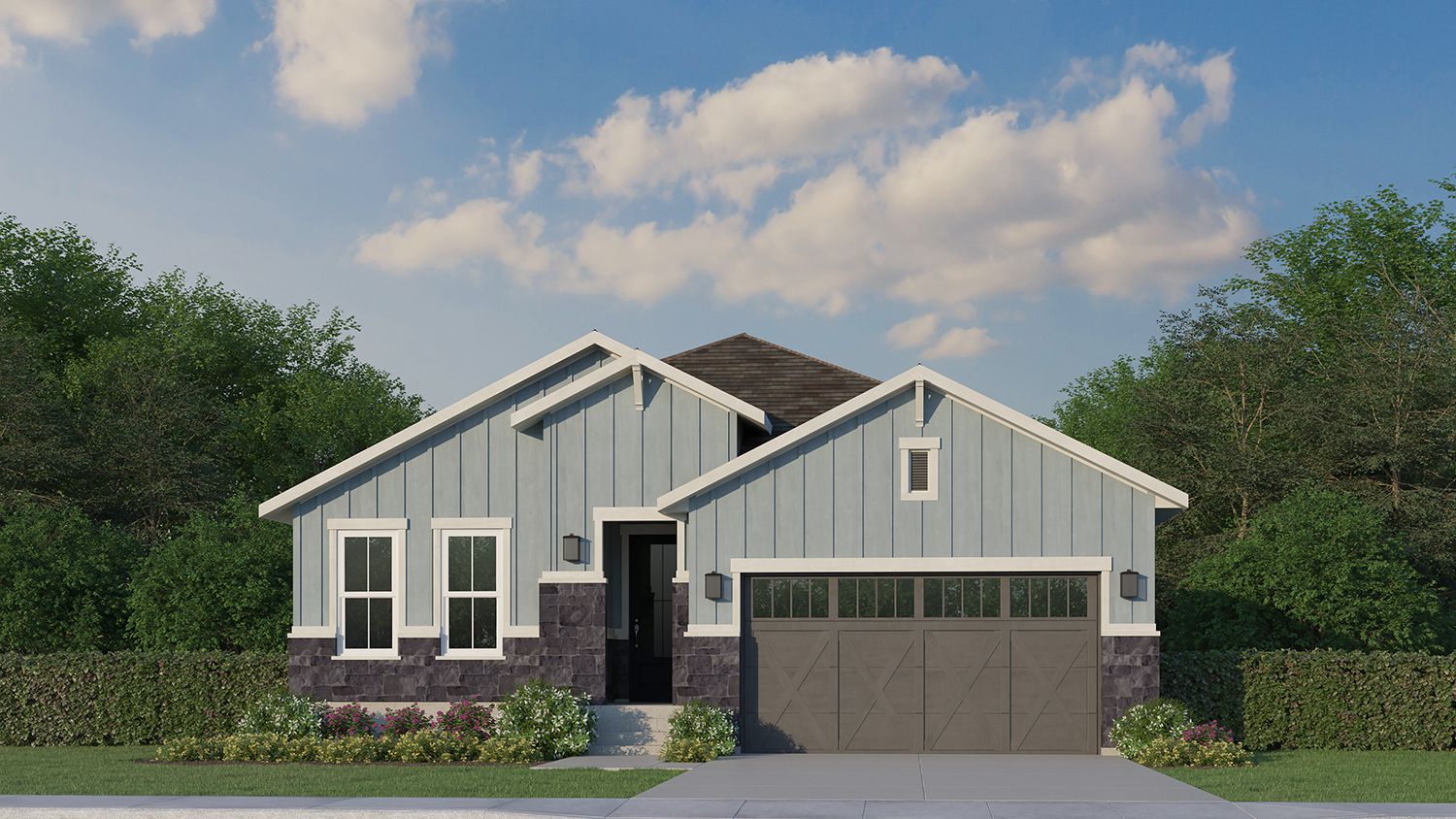 Plan C418 Elevation B with Stone