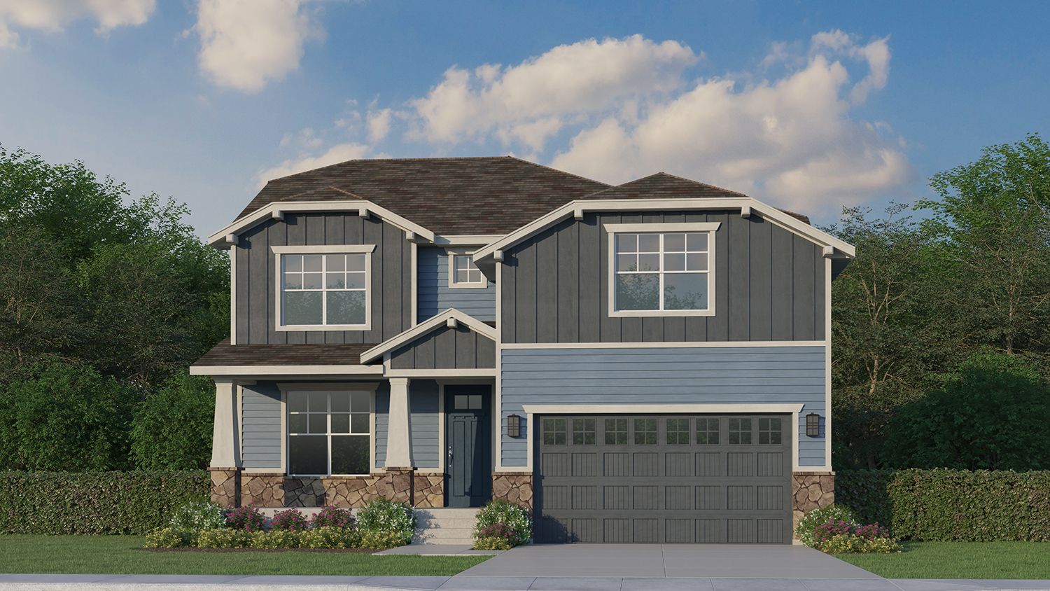 Plan C426 Elevation B with Manufactured Stone