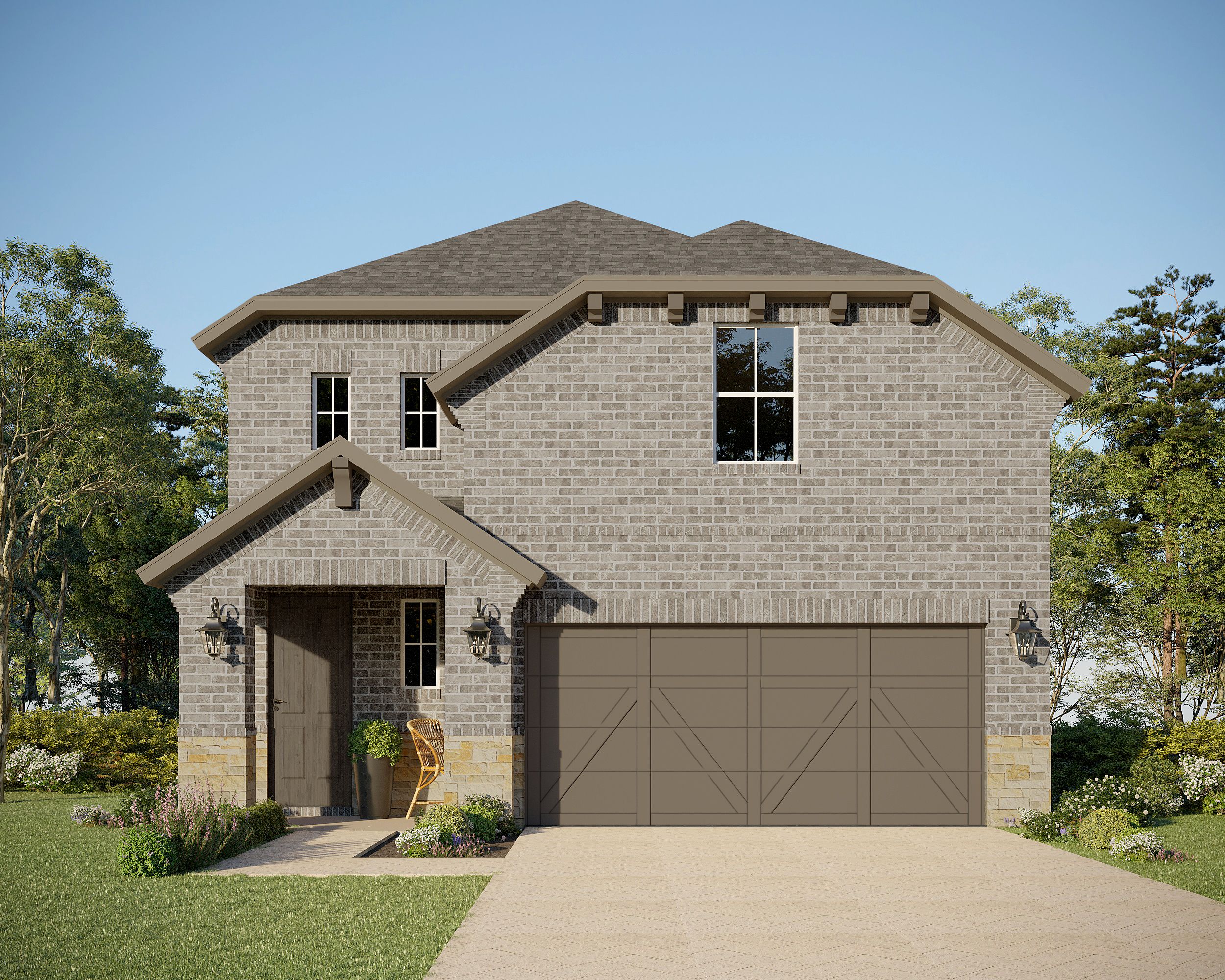 Plan 1474 Elevation B with Stone