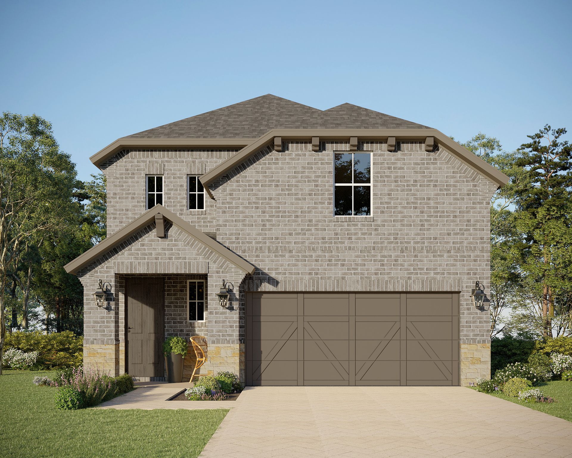 Plan 1474 Elevation B with Stone