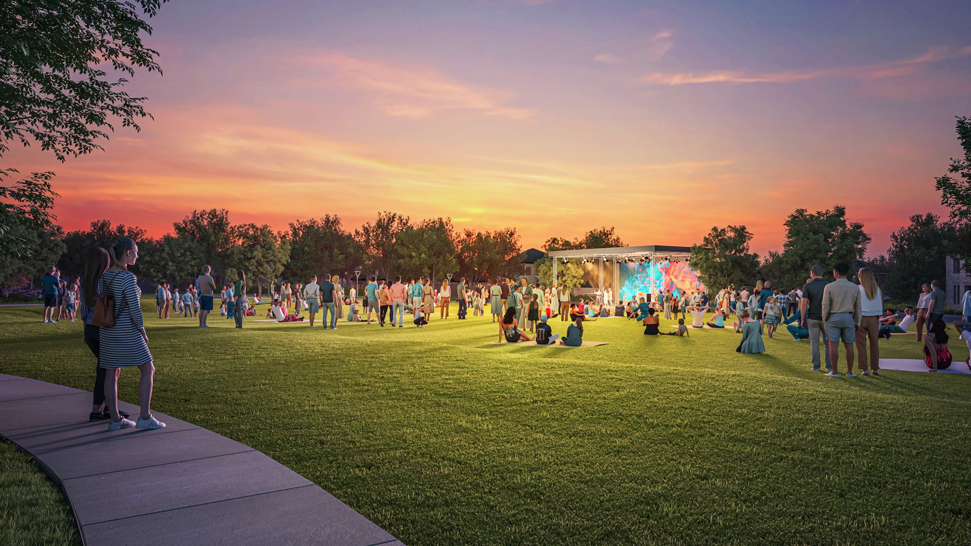 Treeline amphitheater lawn rendering