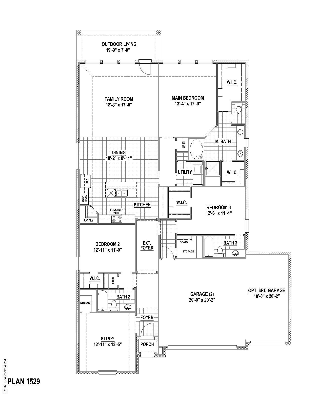 Plan 1529 1st Floor 3-Car