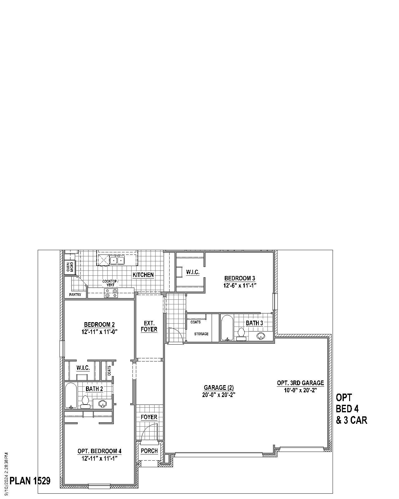 Plan 1529 Options 3 3-Car