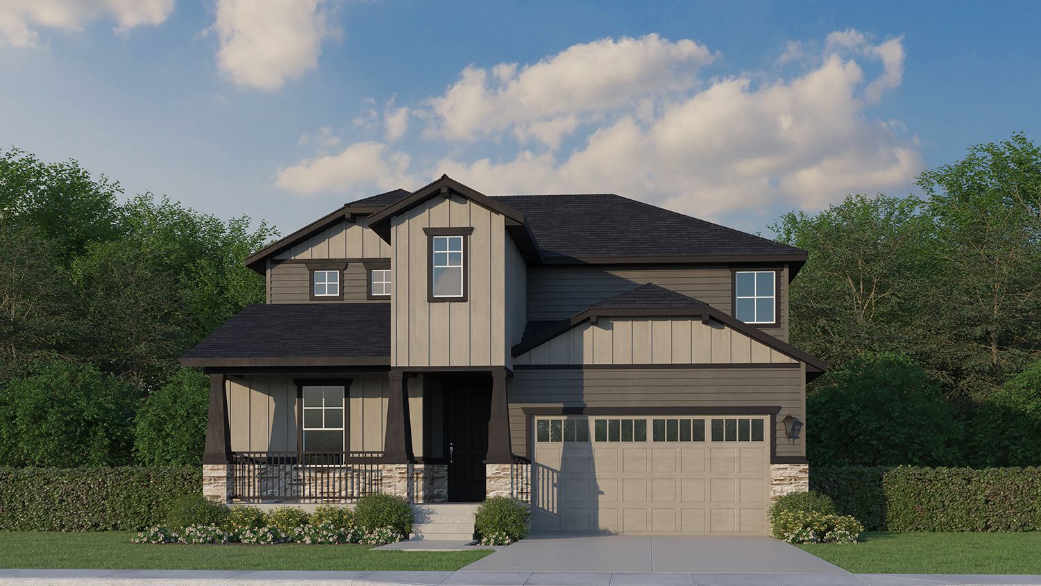 Plan V433 Elevation B w/ Stone