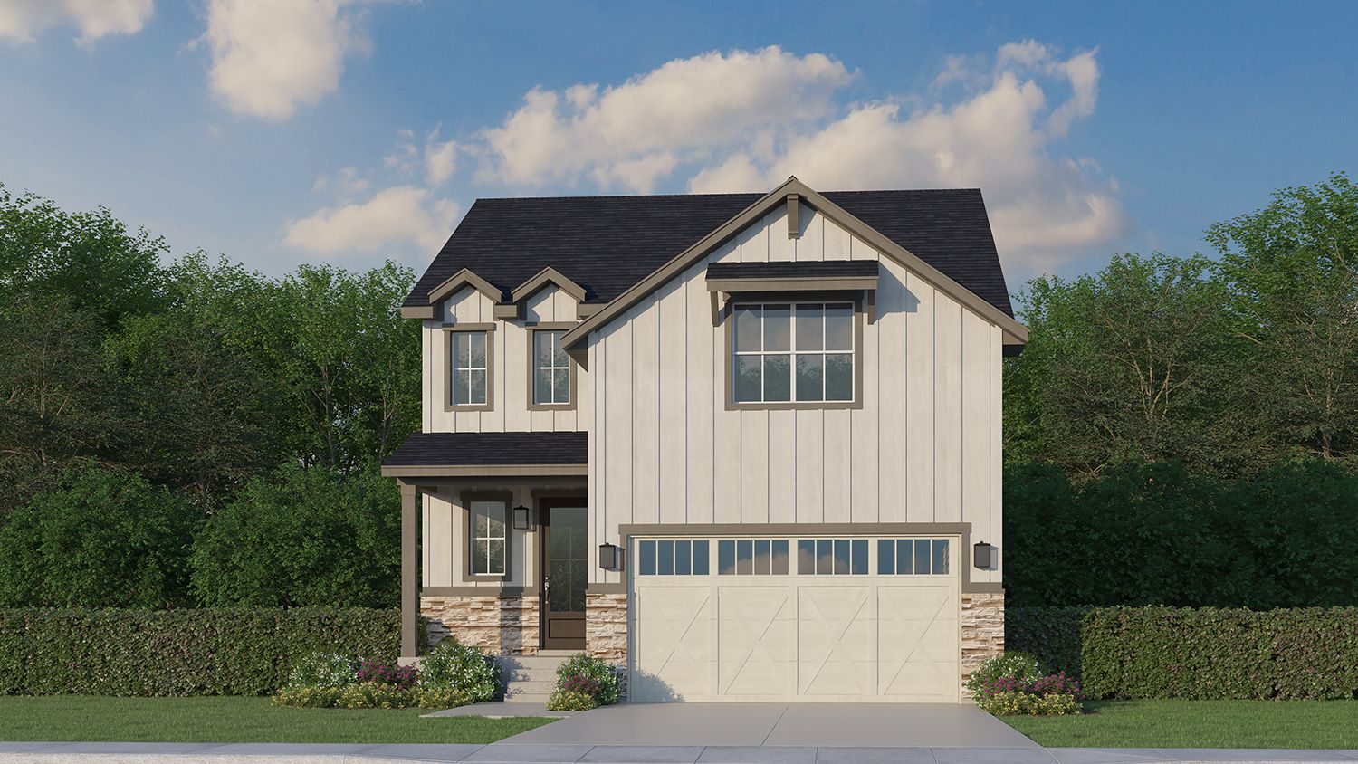 Plan C302 Elevation C with Stone