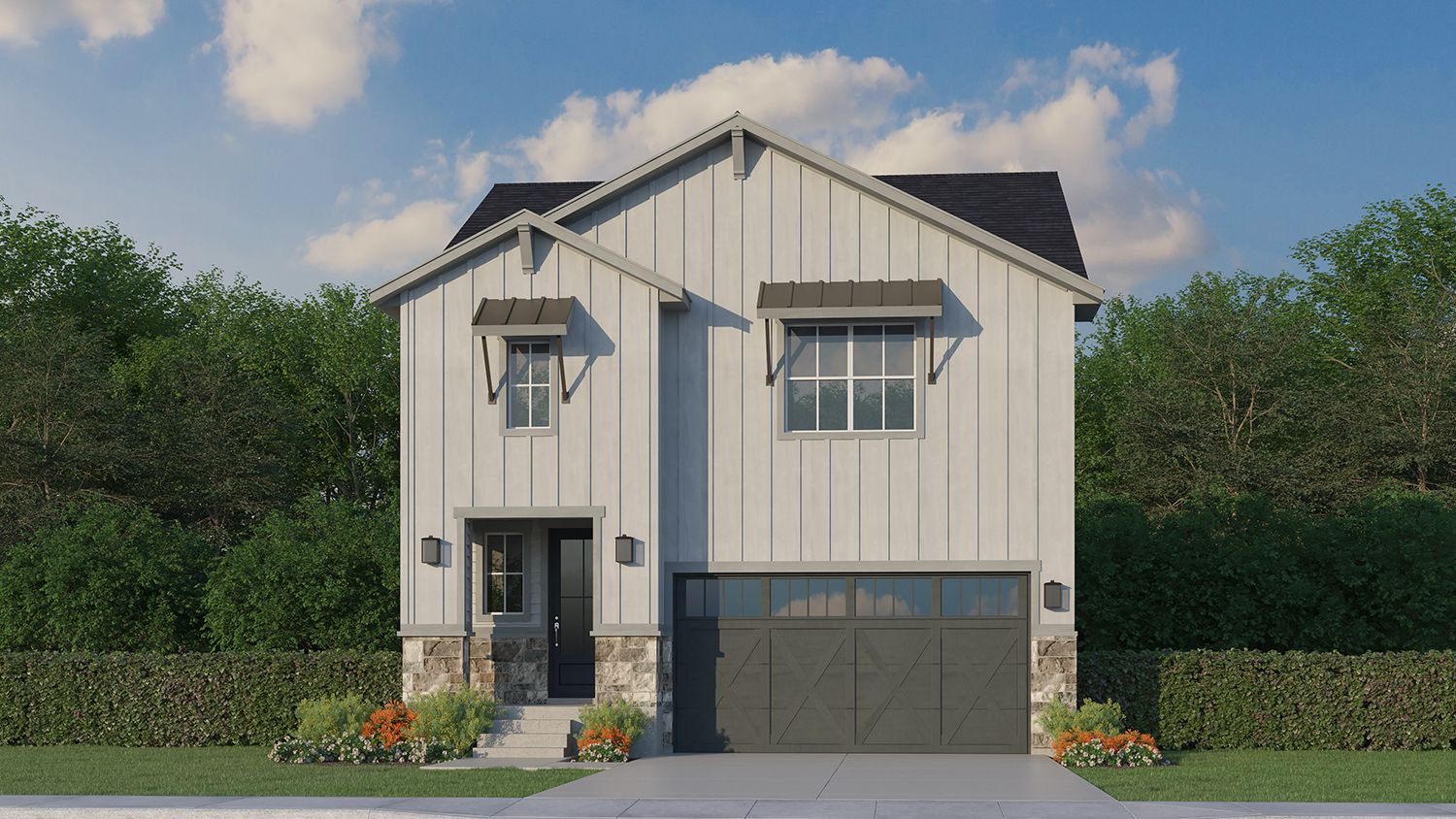 Plan C303 Elevation C with Stone