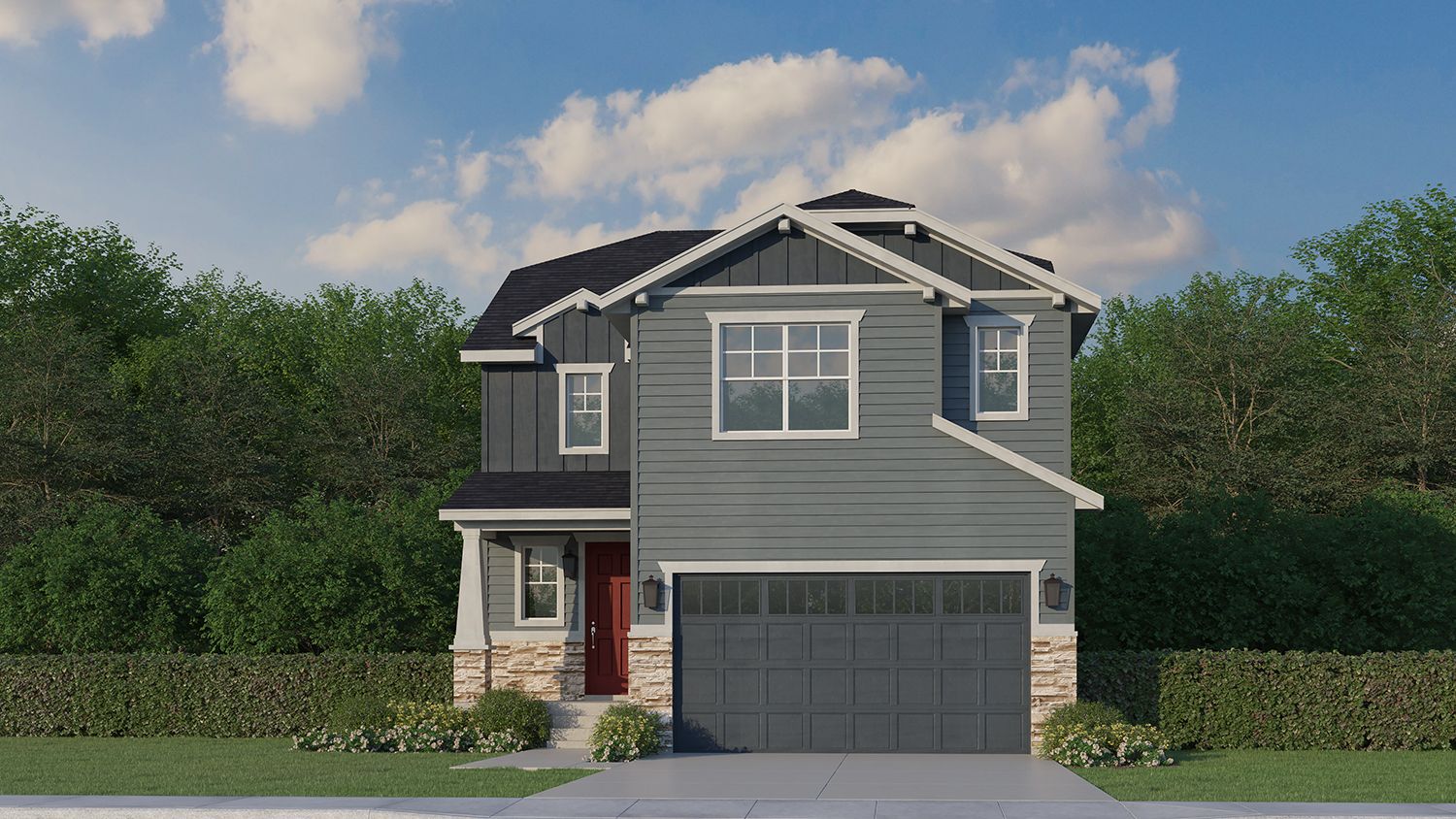 Plan C304 Elevation B with Stone