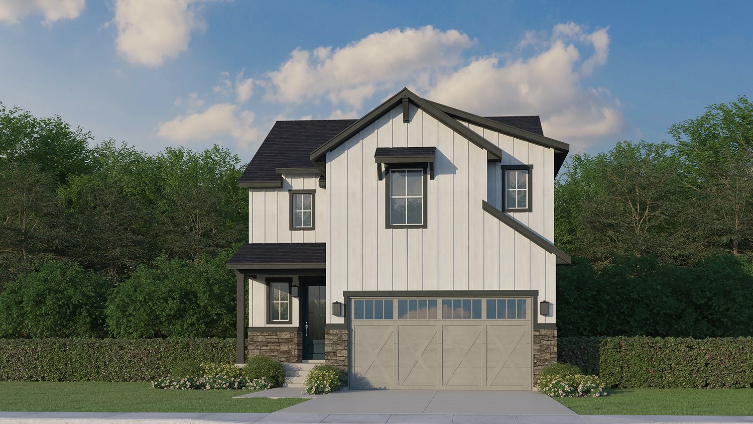 Plan C304 Elevation C with Stone