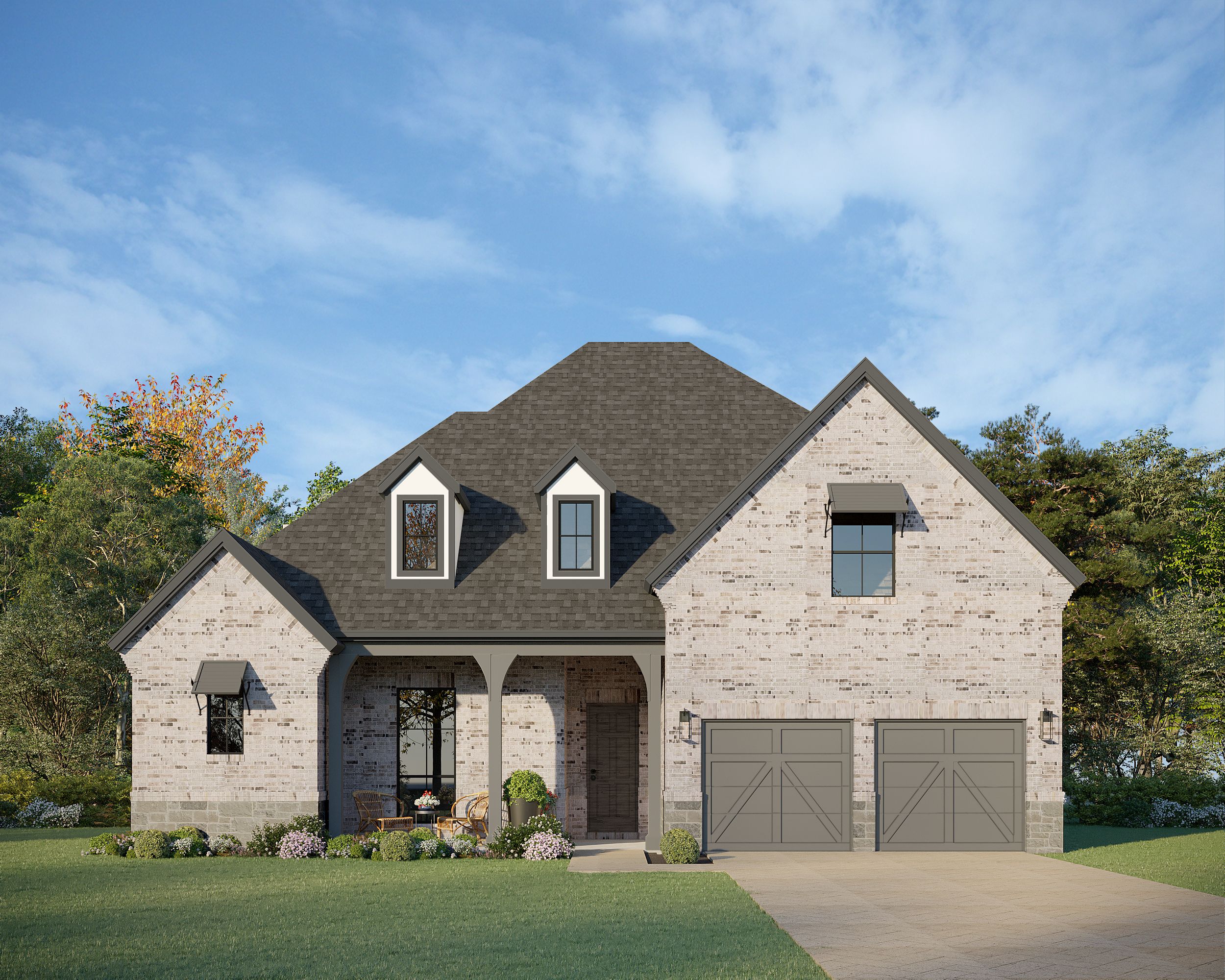 Plan 1632 Elevation B with Stone