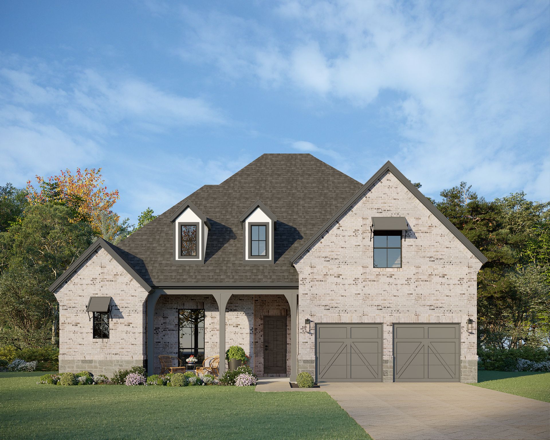Plan 1632 Elevation B with Stone