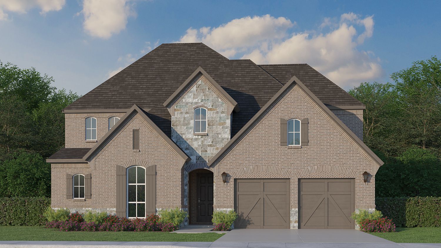Plan 1640 Elevation A with Stone