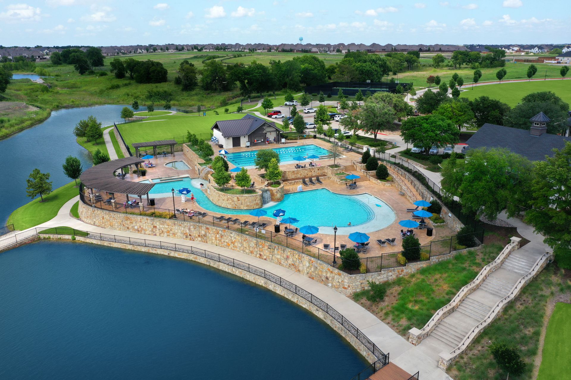 Mustang Lakes - Pools aerial
