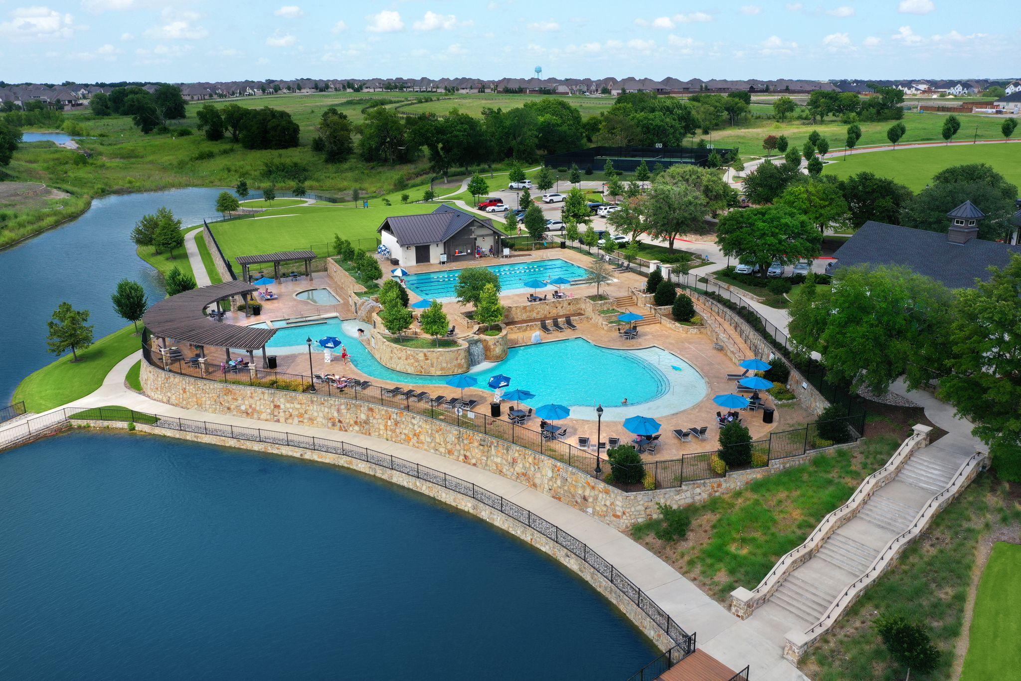 Mustang Lakes - Pools aerial