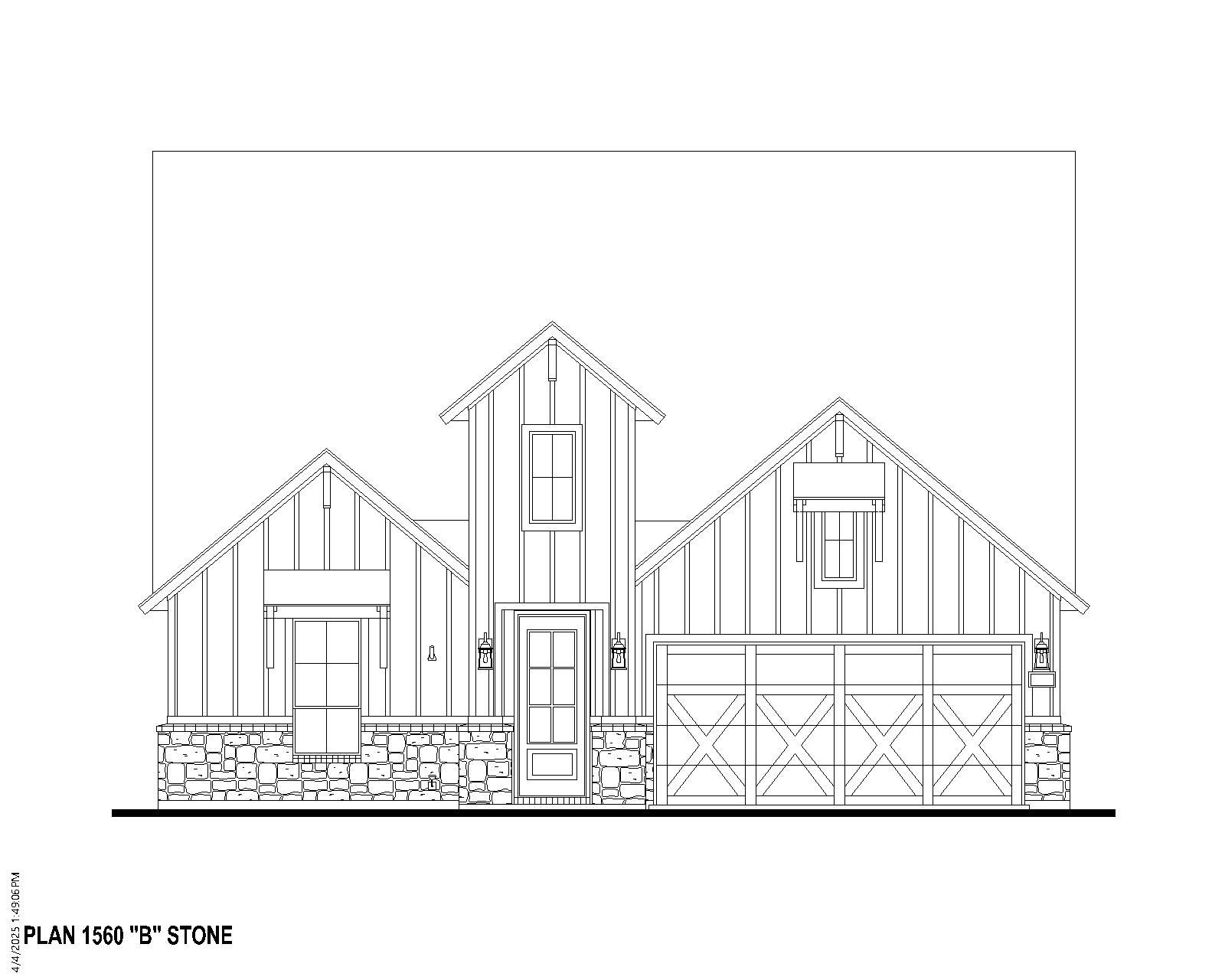 Plan 1560 Elevation B w/ Stone