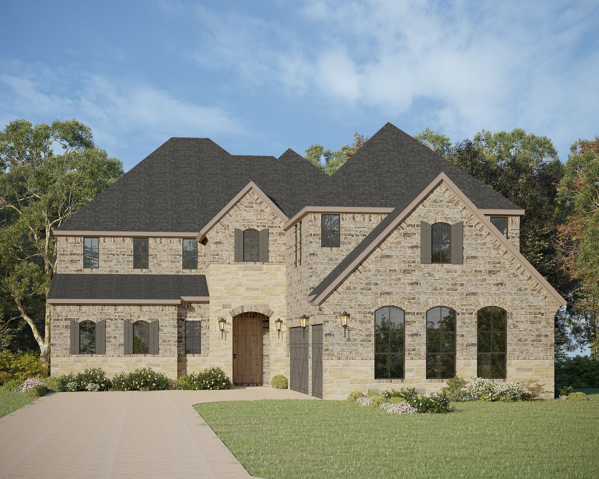Plan 1644 Elevation A with Stone
