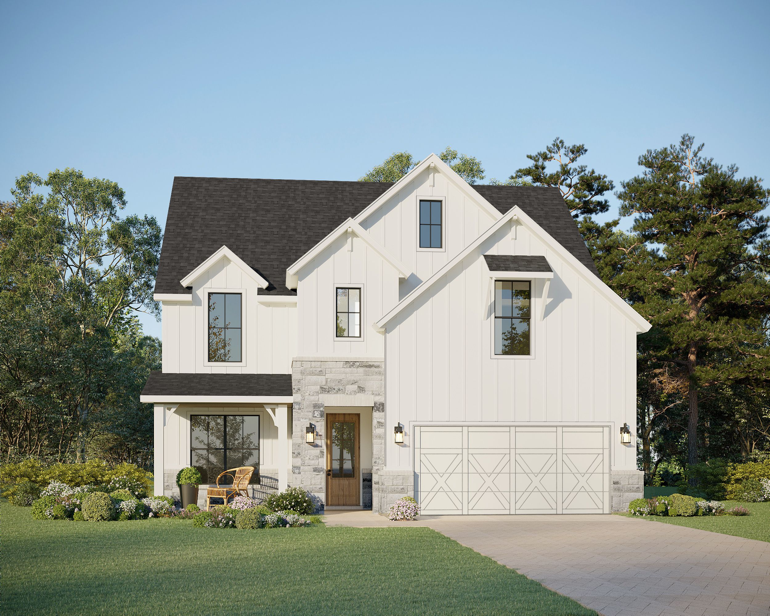 Plan 1565 Elevation B with Stone