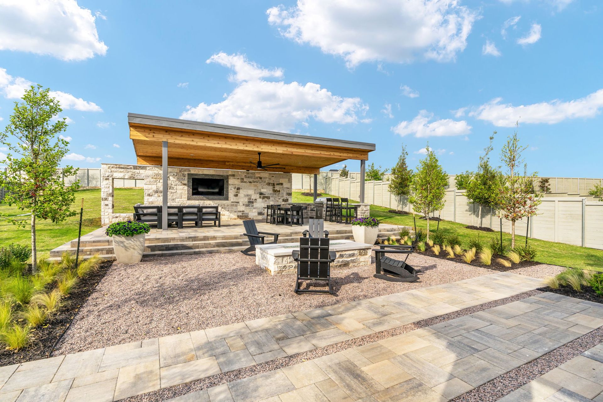 American Legend Homes' model in Treeline - Backyard