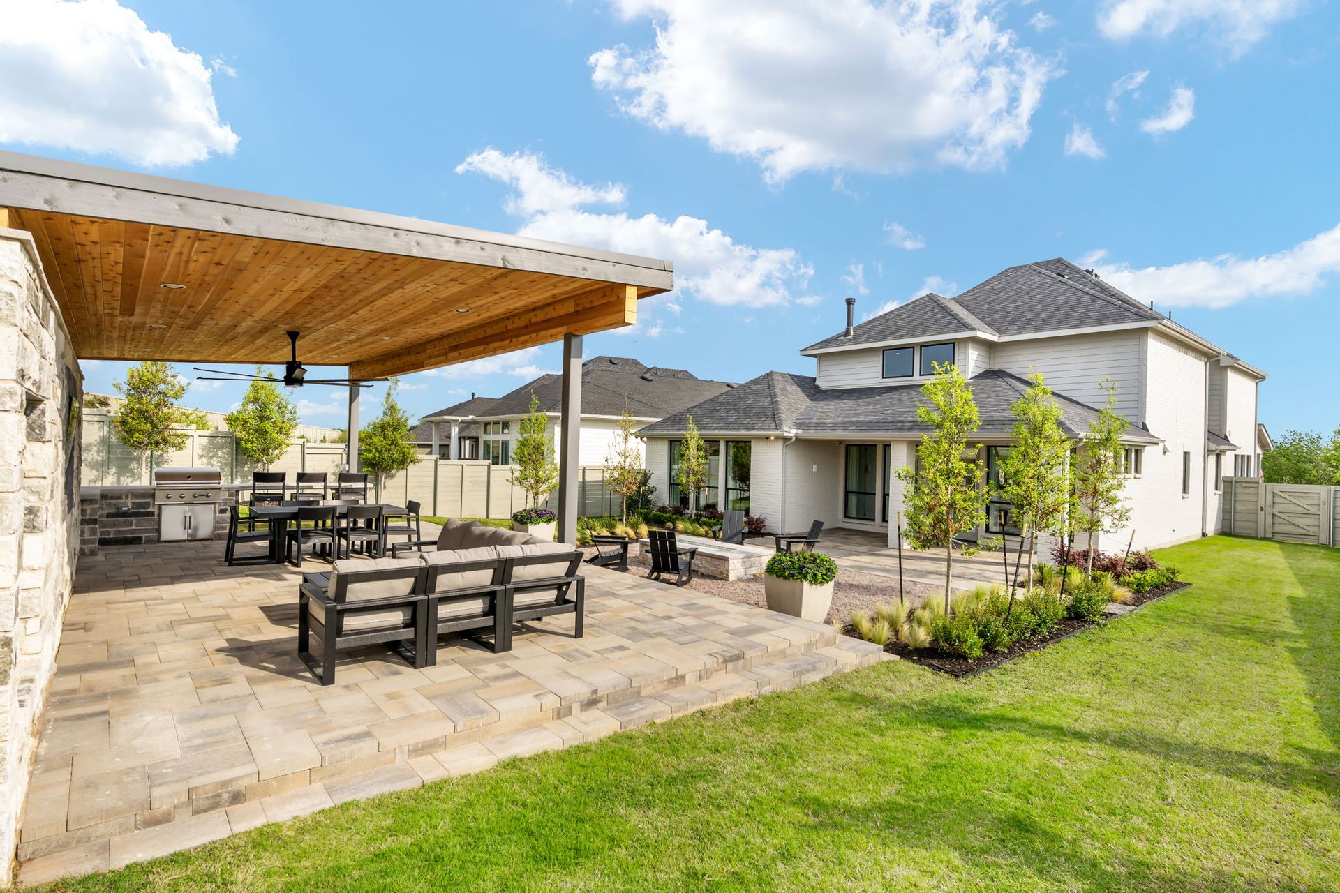 American Legend Homes' model in Treeline - Backyard
