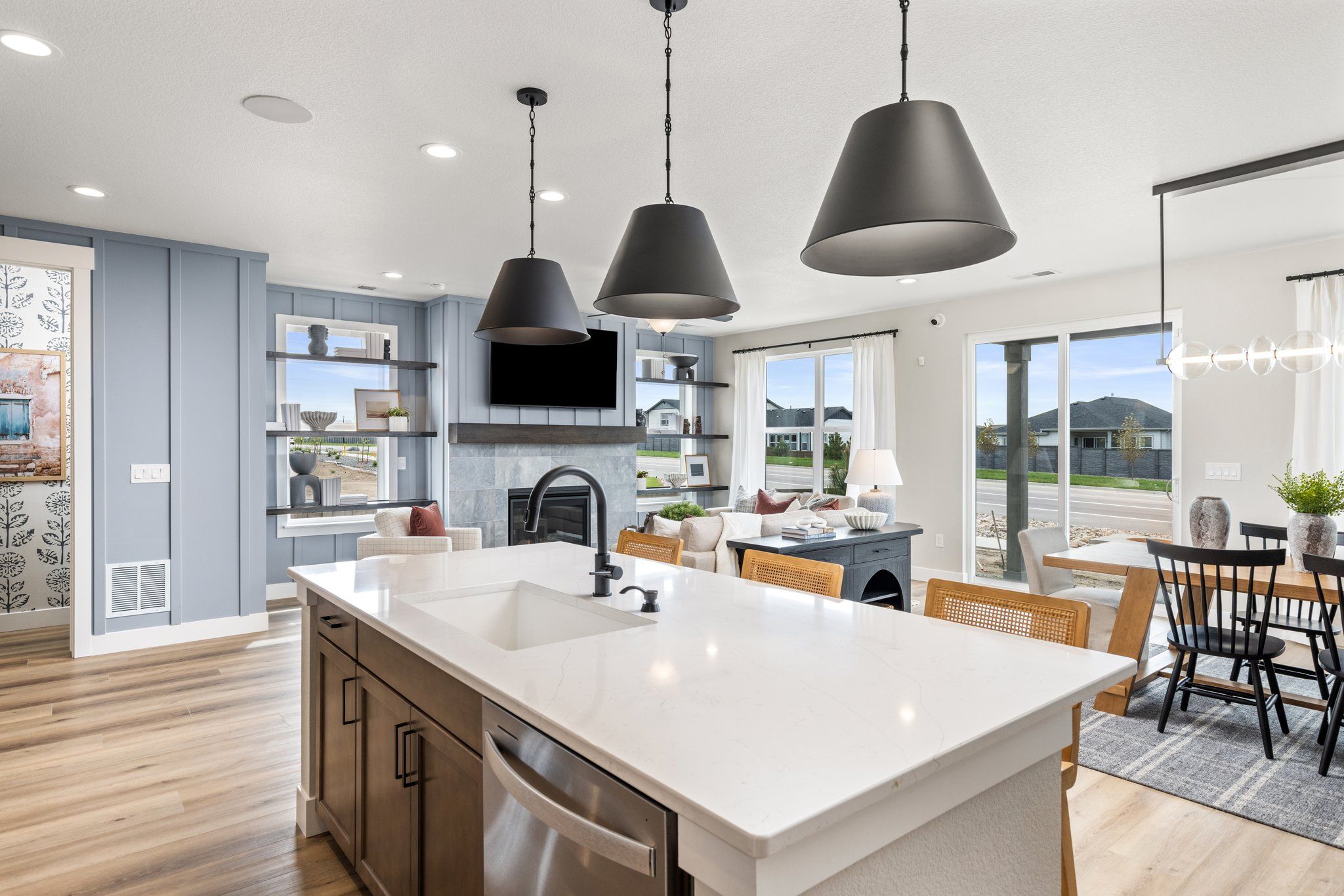 American Legend Homes' 40' Model in Sterling Ranch - Kitchen/Living Room/Dining Area